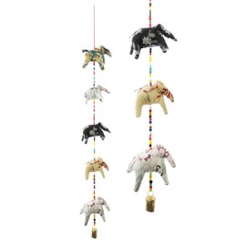 Set of 2 Door Hanging Colourful Decorative 5 Fabric Hen Elephant String for Indian Traditional Festival Decoration Indoor Wall Temple Bedroom Home Party Decor Gift Return Gifting Ideas (Size: -28