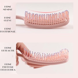 Memimo Detangling Brush, Professional Hair Brush, Curved Ventilated Wet and Dry Hair Massage Brush for Women, Men, Girls and Boys, Pink and Purple, Pack of 2