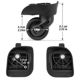 Zoofen Luggage Wheels Replacement Black Suitcase Wheels Replacement Suitcase Caster Wheels with 2 Screw Holes(Z-237)