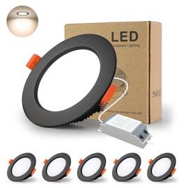 BAGZY LED Recessed Spotlights 230 V Black Spotlights Flat 7 W 230 V IP44 700 Lumen Set of 5 Natural White 4000 K Cut-Out 80-90 mm CRI 80 Recessed Ceiling Spotlight for Bedroom Bathroom Living Room