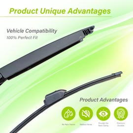 LKK Rear Windshield Wiper Arm Blade Assembly Kit Compatible with Alfa Romeo Stelvio 2017-2024, Stelvio Quadrifoglio 18-24 Rear Wiper Set