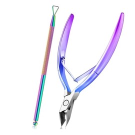 Nagelhautschieber,2 Stück Nagelhaut Schiebe Set & Nagel,Nagelhautentferner Set Maniküre Pediküre Werkzeuge für Fußnägel,Bunt Farbverlauf