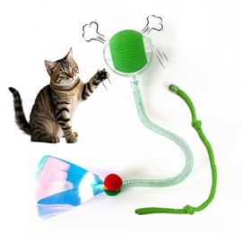 Marchul Interactive Cat Toys Ball, Automatic Moving Cat Toy for Bored Indoor Cats, Active Rolling Ball for Dogs, 360° Smart Pet Toy Fast Rolling on Carpet (Green)