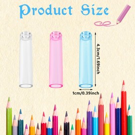 Maxqzin 24PCS Pencil Cap, Clear Pencil Toppers Plastic Pencil Cap Portable Pencil Caps for Wooden Pencils Colorful Pencil Cover for School Office Supplies