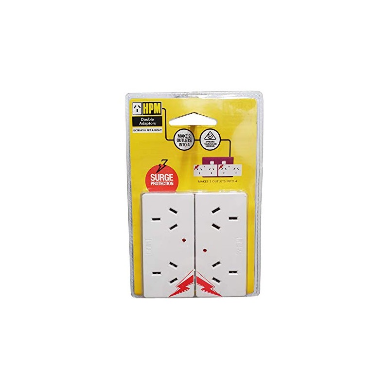 HPM D2PA/2WE Surge Protected Adaptors 2 Pack, White