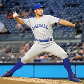 LEACOOLKEY Baseball Belt and Socks Combo Set Breathable Softball Socks and Elastic Belt for Youth Boys Girls Royal Blue