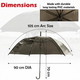 Classic Black Umbrella for Adults, 27.5Inch/70cm Windproof Umbrella, Auto Push Button Large Umbrella with J-Shaped Handle and 8-Rib Frame, Travel Umbrella for Men and Women
