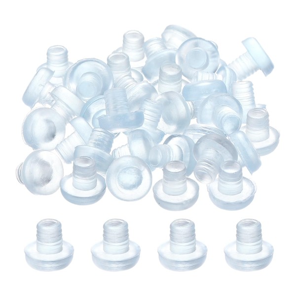 uxcell 36Pcs Glass Table Top Bumpers with Stem, 5mm/0.2Inch Clear