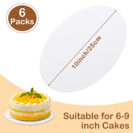 YUNZT 6 Pcs Cake Boards,White Cake Boards 10 inch Round,100%Food-graded Cardboard Cake Rounds,Waterproof and Oil-proof Cake Base for Cake DIY, Wedding, Birthday, Dessert, Pizza Decorating & Exhibition