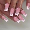 SEMATA White French Tip Press on Nails Square Medium Long
