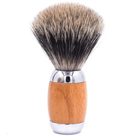 Taconic Shave S Extra Density 100% 3 Band Pure Badger Luxury Shaving Brush with Deluxe Beechwood and Chrome Handle, Stand Shaving Included