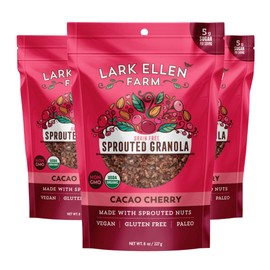 Lark Ellen Farm Cacao Cherry Grain-Free Granola Clusters, Organic Vegan Nut and Seed Mix, Gluten-Free Crunchy Bites for Snack, Breakfast, or Yogurt - 8 oz (3 Count)