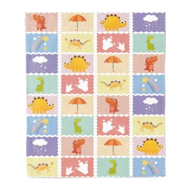 Dinosaur Baby Blanket for Kids, Lattice Dino Blankets for Toddler Girls Boys, Rainbow Dinosaur Footprint Baby Blanket Gifts, Fleece Throw Blanket for Girls Boys Baby Shower Birthday (72 x 102 cm)