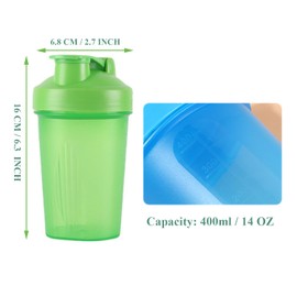 Pubiao Protein Shaker Bottle, Shaker for Protein Shakes, Includes Wire Mixing Ball, BPA Free, Transparent Colour, 400 ml
