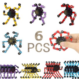 Fingertip Gyro Toy Fidget Mechanical DIY Transformable Fidget Spinners Fidget Toys Robot Creative Chain Gyro Toy for Goodie Bag Stuffers Party Favors Gift Prizes Novely Anxiety Toys (Multicolor6pcs)