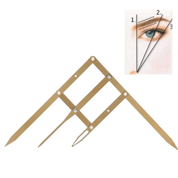 Tattoo Eyebrow Ruler, Microblading DIY Ruler Brake Calipers Microblading Accessories Shaper Ruler Golden Ratio Makeup Symmetrical Tool Accessories (Gold)