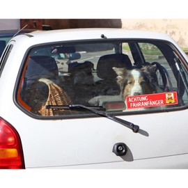 Olanmarp Car Funny Aluminium / Dipond Sign "Attention Drivers " with Suction Cups - Easy to Attach, UV Resistant & Reusable - Perfect for Car and Outdoor Use - Approx. 20 x 5 cm - Made in EU