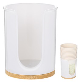 ElevateTech Bathroom Cup Dispenser, Disposable Mouthwash Cup Holder Plastic Paper Cup Holder Bathroom Essential Accessories for Bathroom Kitchen Dining Room Countertop Cotton Pad Holder