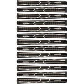 JumboMax Pack of 13 Tour Series Golf Grips - Black with Silver Trim Large/LG (+11/32")
