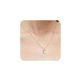 Initial Necklaces for Women, 14K Gold Plated A-Z Letter Mother of Pearl Pendant with 16"-18" Adjustable Chain - ValentinesDay Gifts for Her, Stocking Stuffers, Anniversary, Birthday Gifts for Women (White, G)
