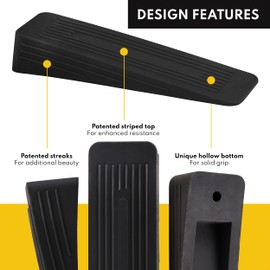 AFFIXERS Pack of 6 Door Stoppers for Floor Anti-Skid, Durable, and Heavy Duty Rubber Door Stops | Ideal for All Types of Surfaces Black Door Wedges Indoors