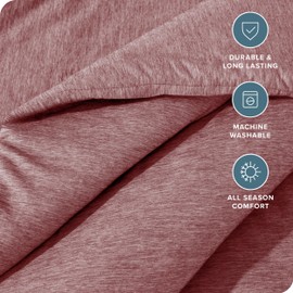 Bare Home Comforter Set - Twin/Twin Extra Long - Ultra-Soft - Goose Down Alternative - Premium 1800 Series - All Season Warmth Comforter (Twin/Twin XL, Heathered Rosewood)