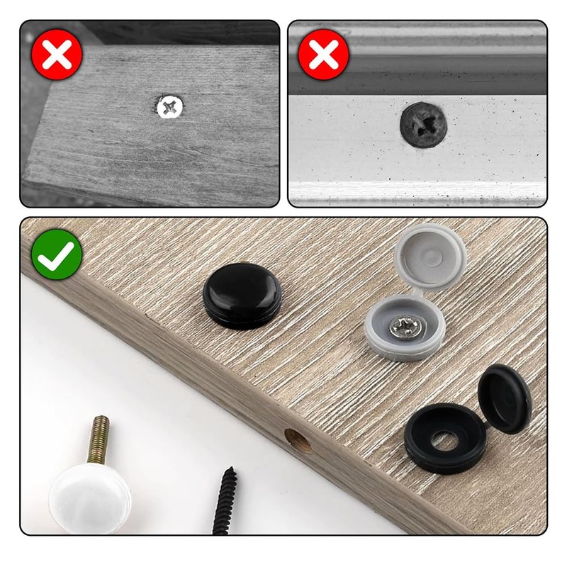 DCQQ 200 Pieces Plastic Fold Screw Snap Covers,Hinged Screw Cover