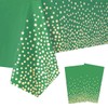 Jepeux 2 Packaging Green and Gold Plastic Tablecloth, 54 inch