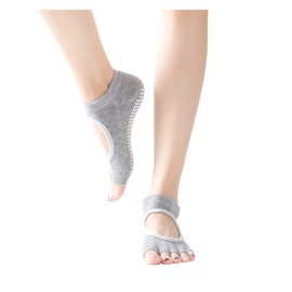 GreenGee, 5 Toe Yoga Socks, Ballet, Pilates, Anti-Slip, Women's, Yoga Wear, Antibacterial, Deodorizing Socks, Spot Socks, Moisture Wicking, Breathable, Unisex, open hole grey