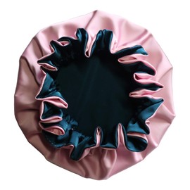 AKISS Reversible Satin Silk Sleep Hair Bonnet for Baby Infant Girl Boy (Taffy/Teal, 6~12 M)