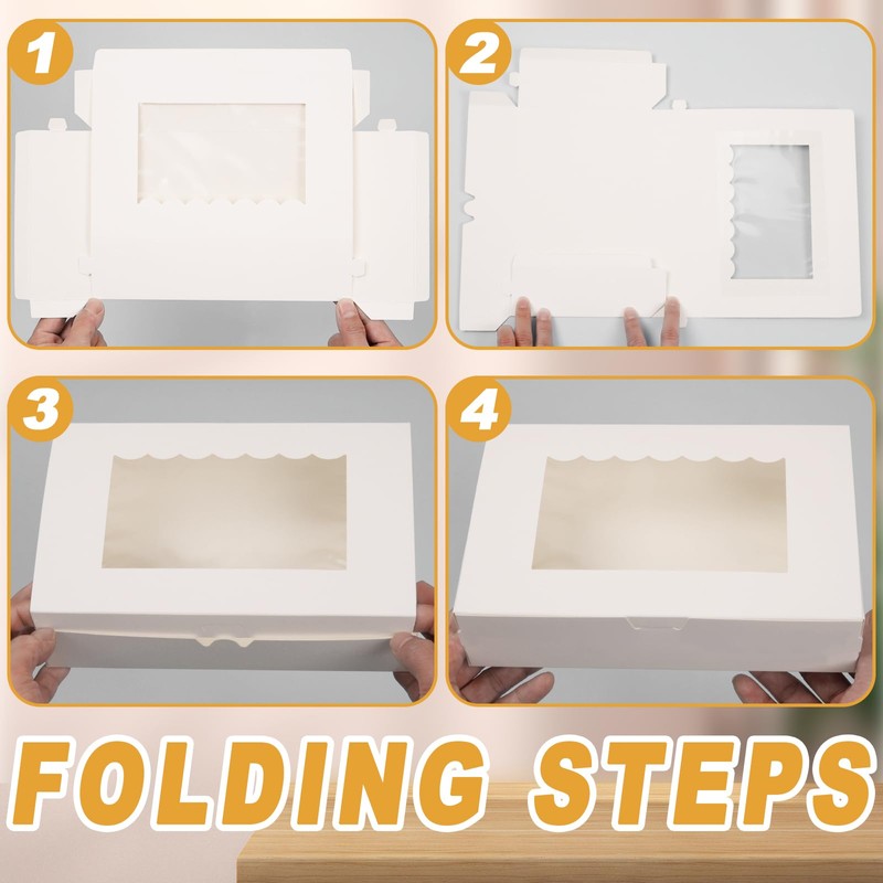 KEYIDO 20 Pack Cookie Boxes with Window, 8.5”×5.5”×2” Sweet Boxes
