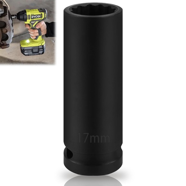 Raxfekro 17 mm nut 1/2 inch multi-tooth impact wrench, 12-edge,