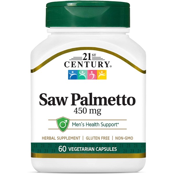 21st Century Saw Palmetto 450mg Veg Capsules, 60 Count