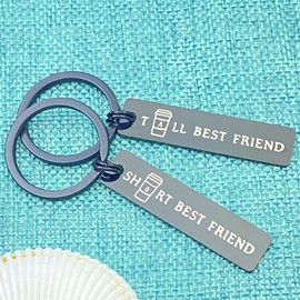 Tall and Short Best friend Matching Keychain Set for Best Friend Friendship Jewelry for Women Men BFF Sister Graduation Gifts Birthday Christmas Gifts Jewelry, 2pcs
