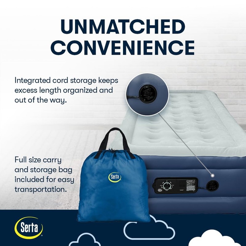 Serta 18" Raised Twin with Neverflat Pump Blue