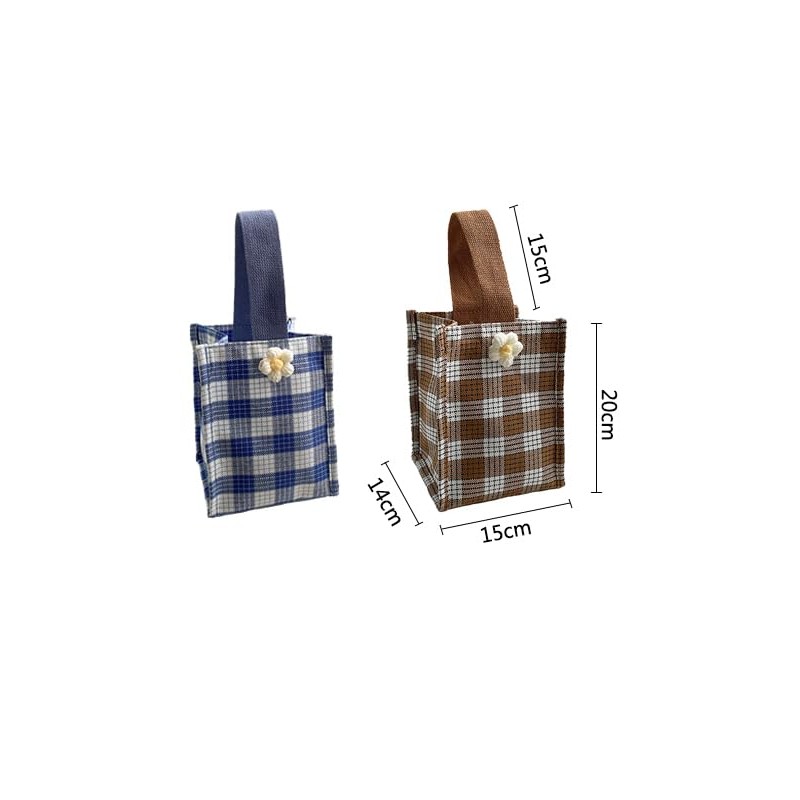 Clapoyis Tote Bag, Stylish, Convenient Handbag, Checkered Pattern, Canvas, Braun