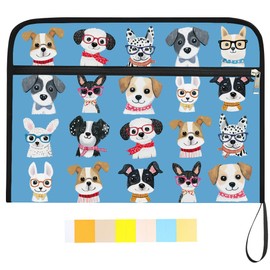 WEBEEDY Colorful Dog Paw Print Expanding File Folder 13 Pockets Expandable Accordion File Organizer with 12 Color Labels, Accordion Folders for Letter Bill Receipt Document Paper, A4 Size
