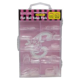 Beauty Nailer Nail Tips Flat Short Assorted Clear BBS-1N 100P Nail Tips Perfect for Flat Nails