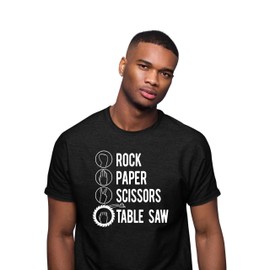 Medium Black Mens Rock Paper Scissors Table Saw Funny Carpenter Gift Deluxe Soft T-Shirt