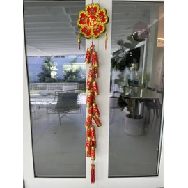 Vietnamese Artificial Firecrackers/Lunar New Year Decoration Firecraker/ 1 Piece of Vietnamese New Year Decoration Ornament 60x12in| Vietnamese TET Decor| Day Phao Trang Tri TET 1.5m