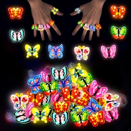 GANKTOWCOY 24 Pcs Butterfly Rubber,Butterfly Bulk Light up Party Favors Glow in The Dark Party Supplies for Kids Birthday Classroom Rewards Treasure Box Prizes(8 Style)