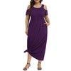 Plus Size Purple Maxi Dress Cold Shoulder Simple Summer Long
