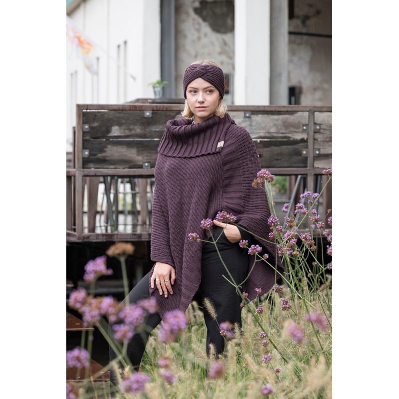 KNIT FACTORY Nicky Poncho, aubergine