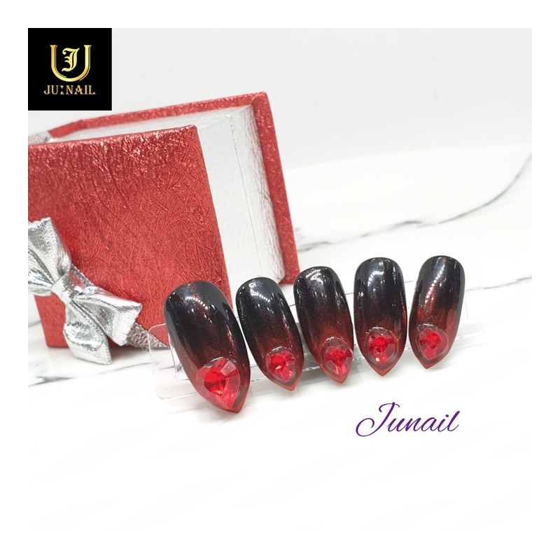 ❤️ V-cut red heart handmade nail tips ❤️ - Long