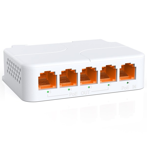 PoE Extender 1 in 4 Out, NICGIGA 5 Port 802.3af/at/bt