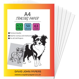 DJP Tracing Paper A4 & A3 63gsm- Pack of 50 Sheets. Tracing Paper for Sewing Patterns, Drawing Overlays & Sketching. (A4)