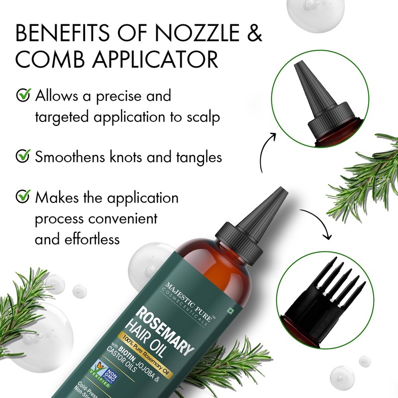 Majestic Pure 100% Pure Rosemary Oil for Hair Growth -