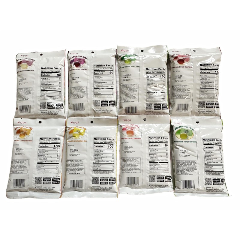 Kasugai Japanese Gummy Candy Variety Pack, 8 Flavors in Sprout