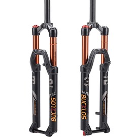 BUCKLOS 26/27.5/29 inch MTB Fork 120mm Travel, 1-1/8" Straight/Tapered Mountain Bike Fork Rebound Adjust, 15mm×100mm Axle, Manual Lockout Air Shock