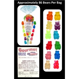 Miss You Happy Birthday Series 12 Flavor Bears And Sour Worms Gummy Gummi (NET WT 32 OZ) (Pack of 3) In 1 Box Gourmet Kruise Signature Gift Bags